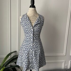 Elegant Blue Floral Mini Dress
